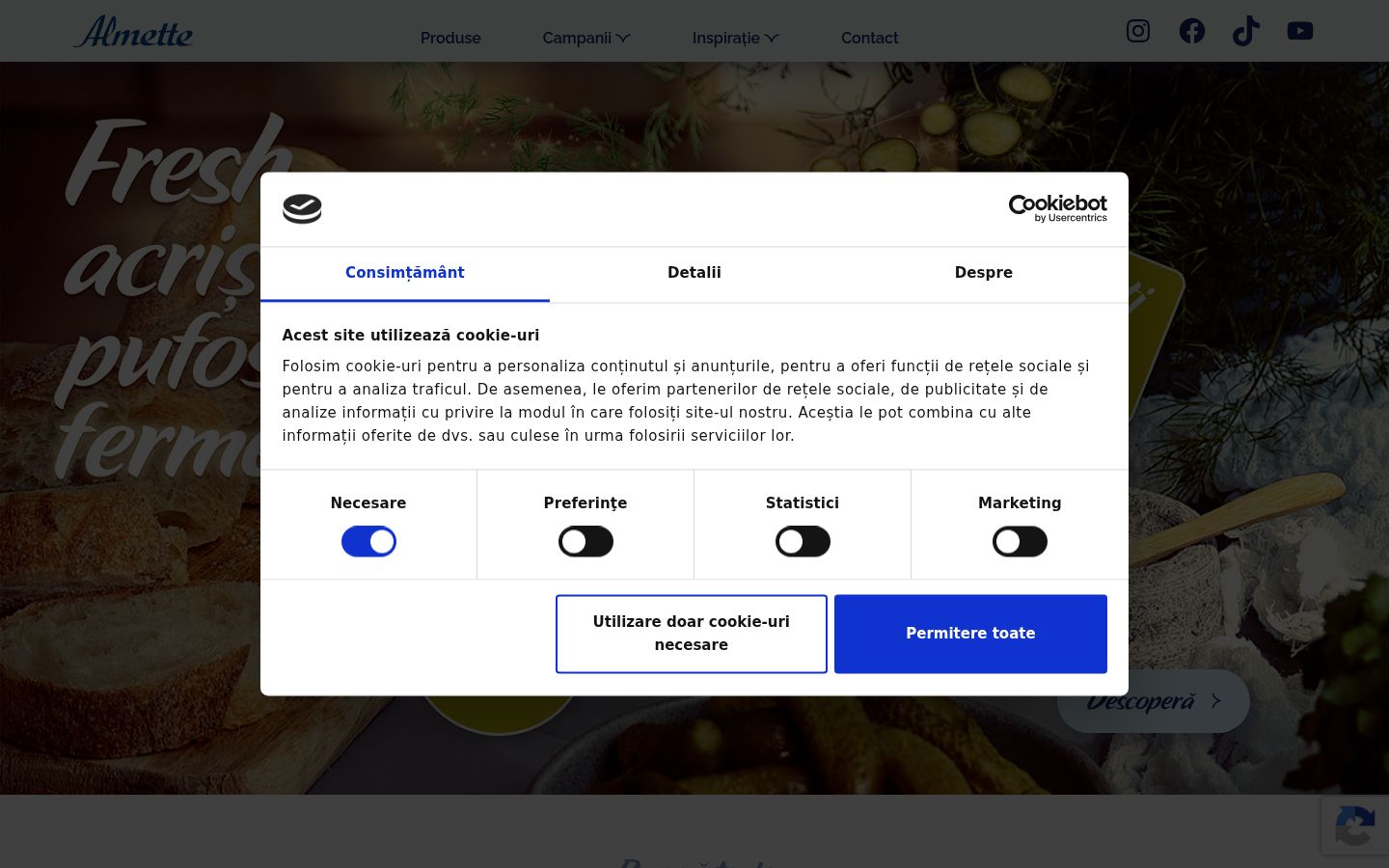 Screenshot of the consent banner shown before any interaction