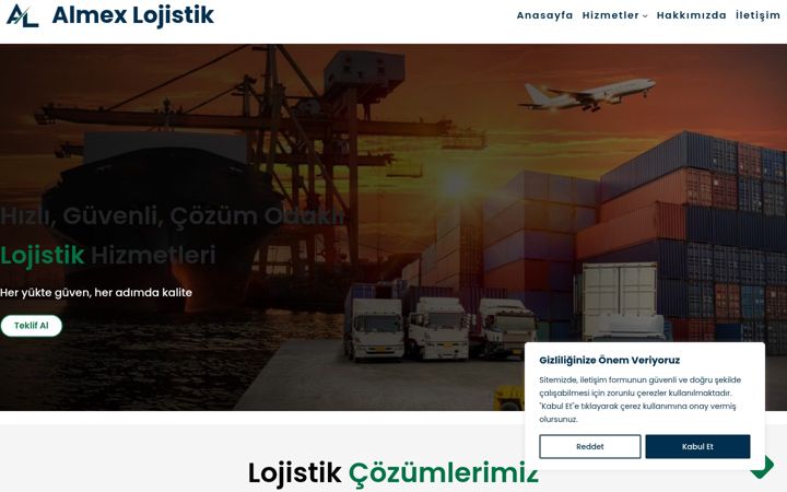 Skärmbild av almexlojistik.com