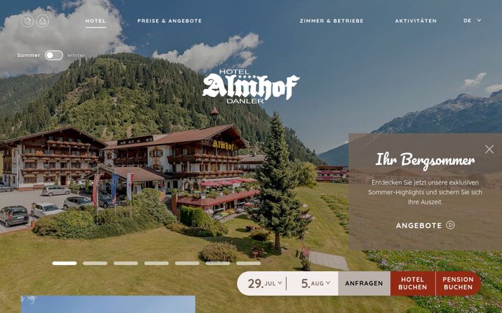 Screenshot of almhof.com