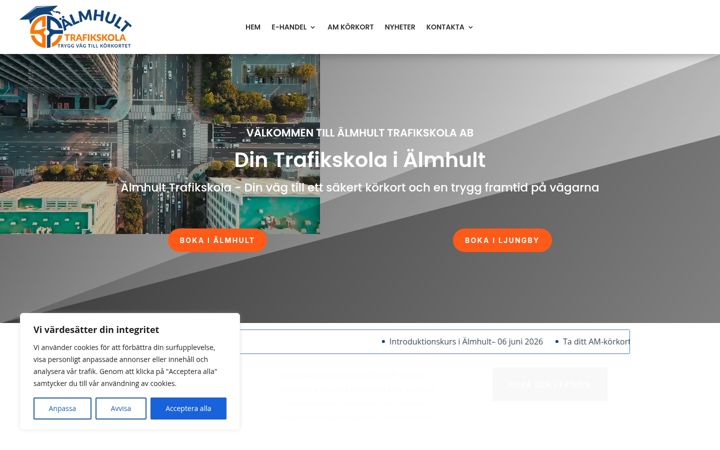 Screenshot of almhulttrafikskola.se