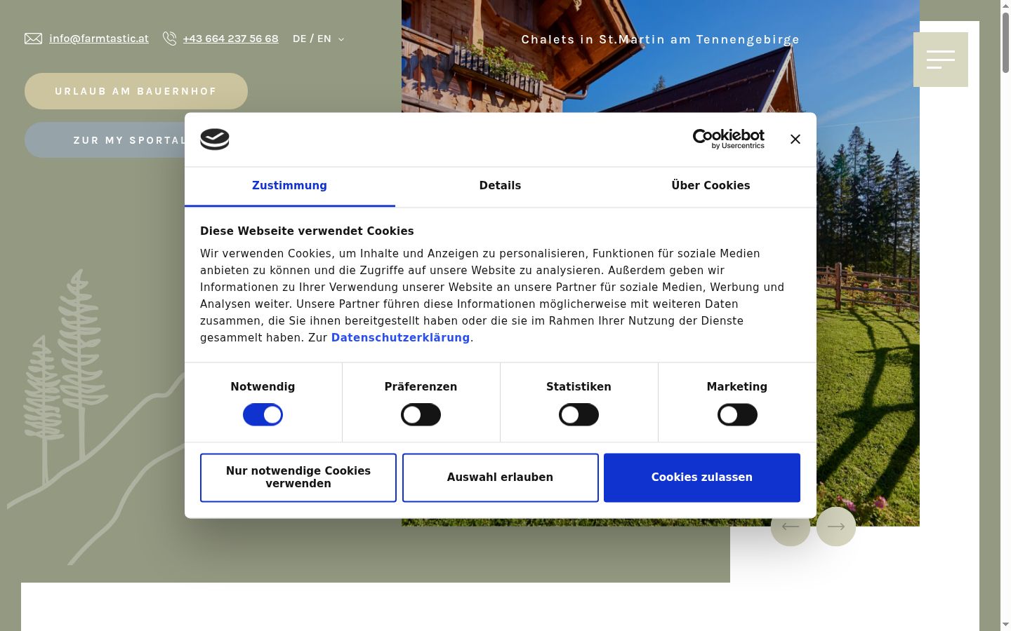 Screenshot del banner di consenso mostrato prima di qualsiasi interazione