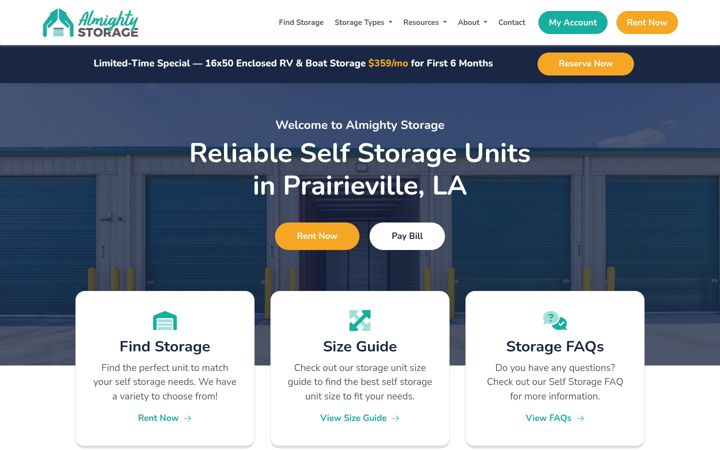 Zrzut ekranu almightystorage.com