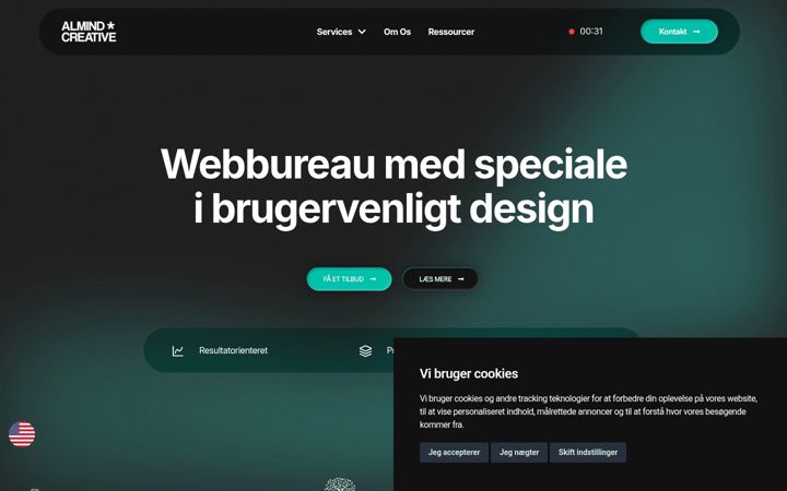 Screenshot stránky almindcreative.dk