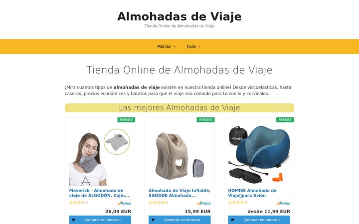 Screenshot of almohadasviaje.com