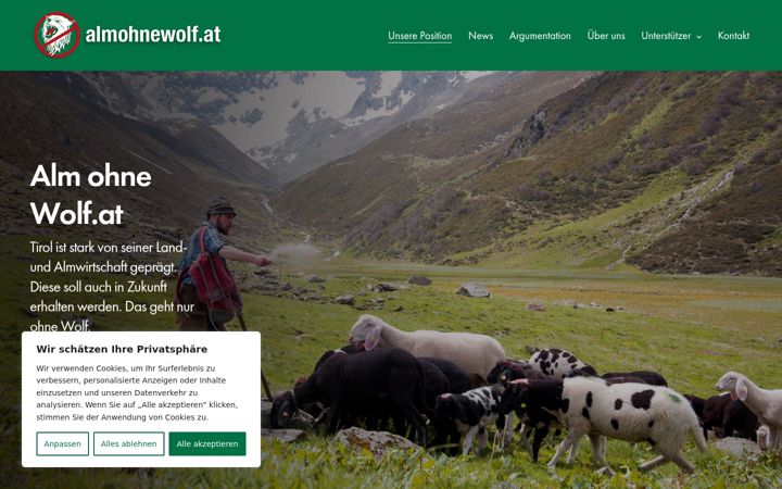Screenshot von almohnewolf.at