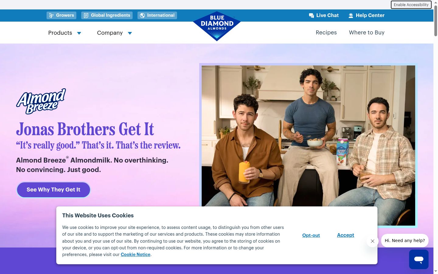 Screenshot del banner di consenso mostrato prima di qualsiasi interazione