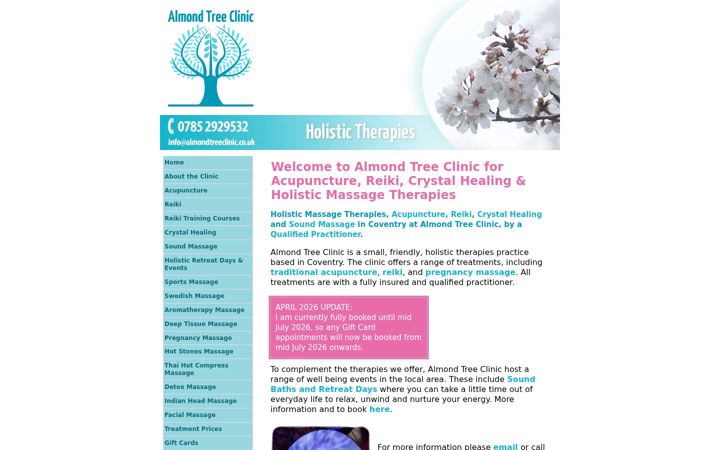 Screenshot of almondtreeclinic.co.uk