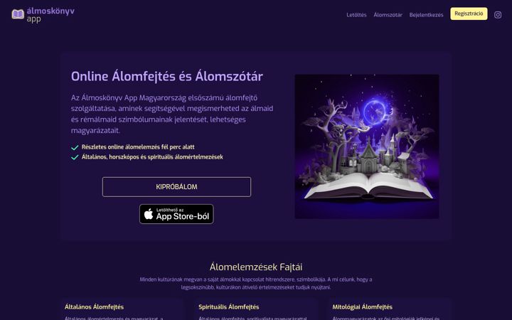 Screenshot of almoskonyv.app