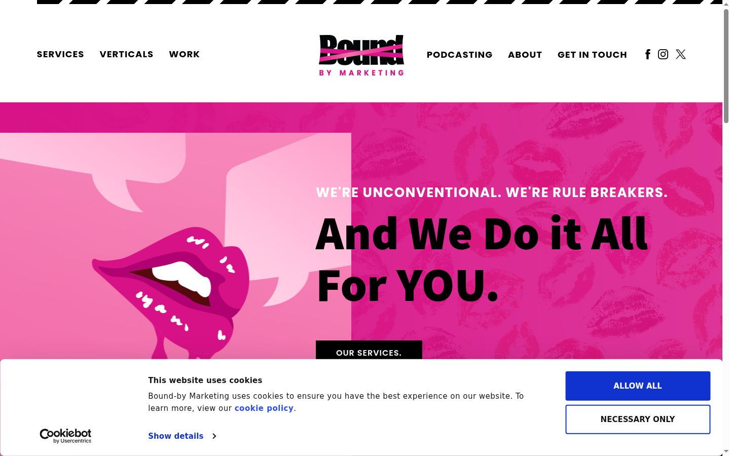 Screenshot del banner di consenso mostrato prima di qualsiasi interazione