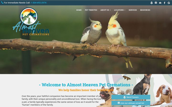 Capture d'écran de almostheavenpetcremations.com