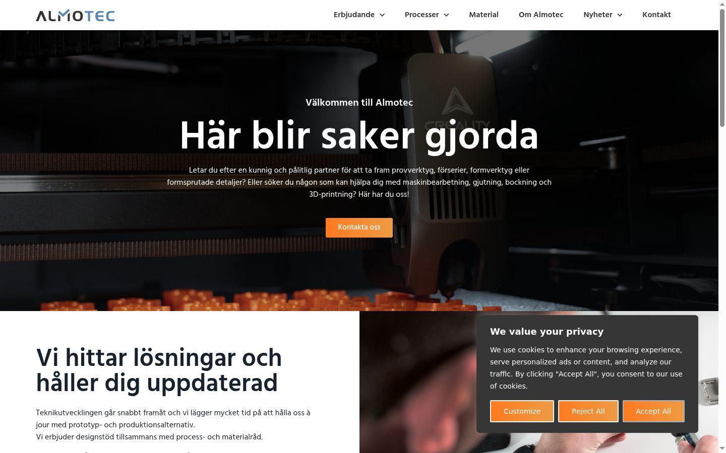 Screenshot des Einwilligungsbanners vor jeglicher Interaktion