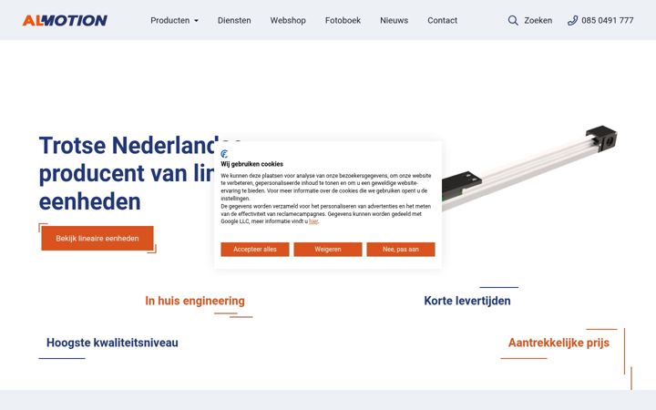 Skærmbillede af almotion.nl
