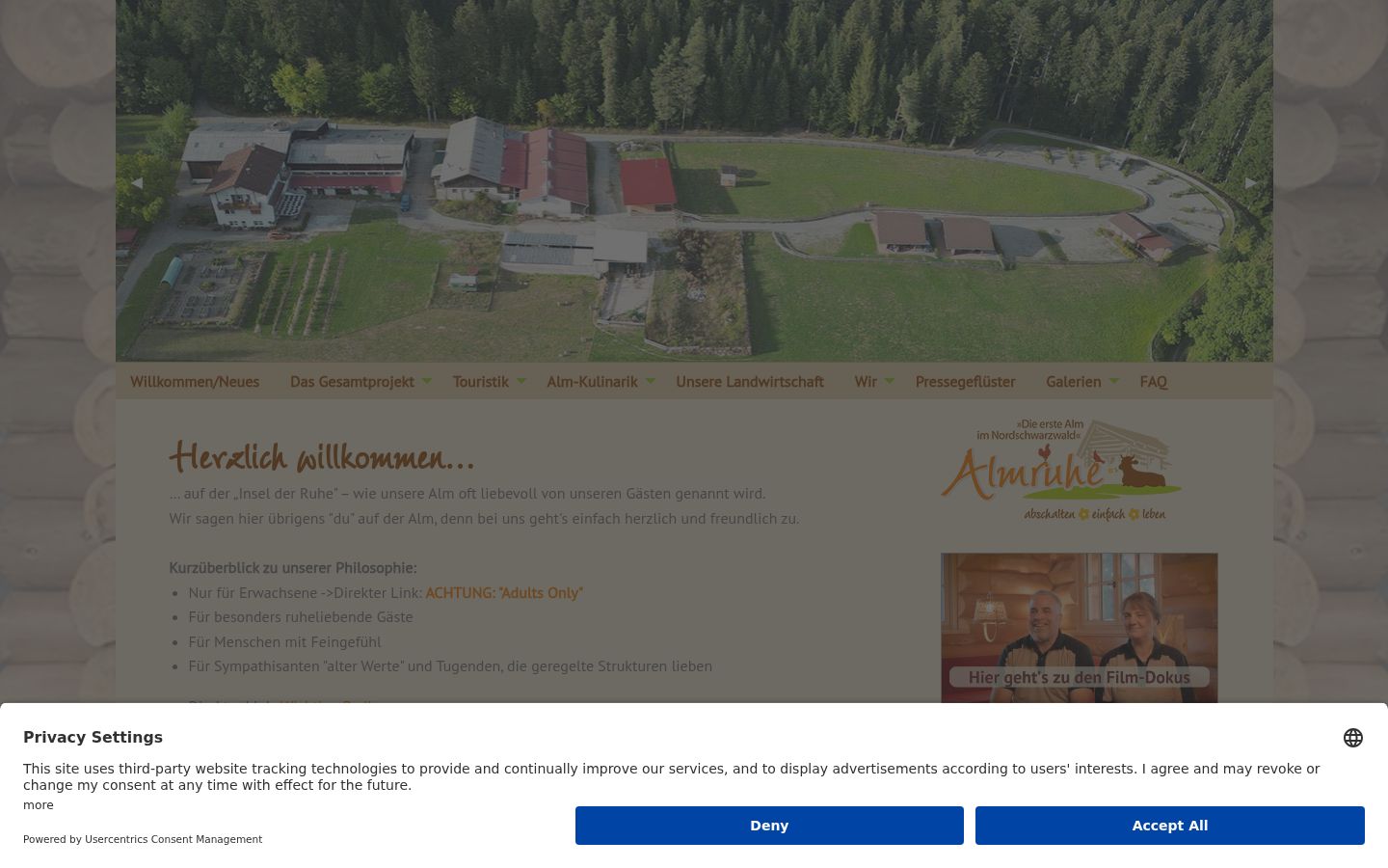 Screenshot del banner di consenso mostrato prima di qualsiasi interazione