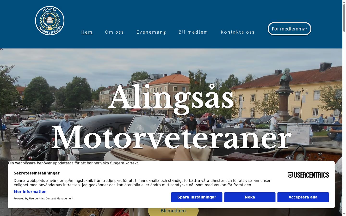 Skærmbillede af samtykkebanneret, som det blev vist før nogen interaktion