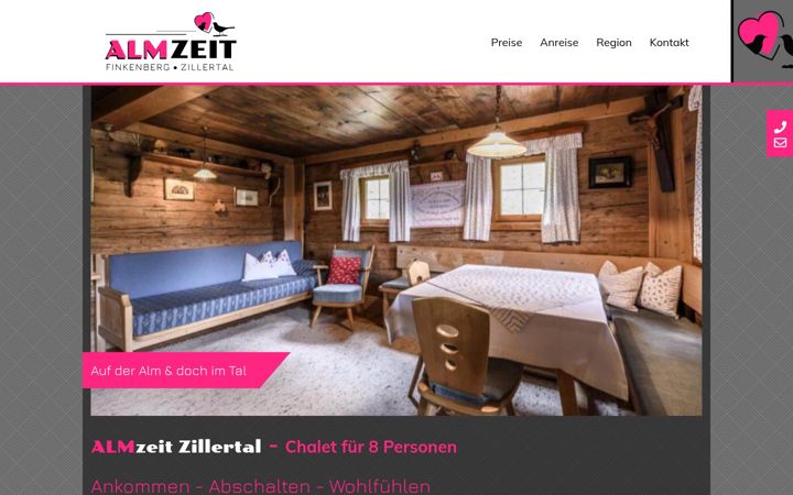 Screenshot of almzeit-zillertal.at