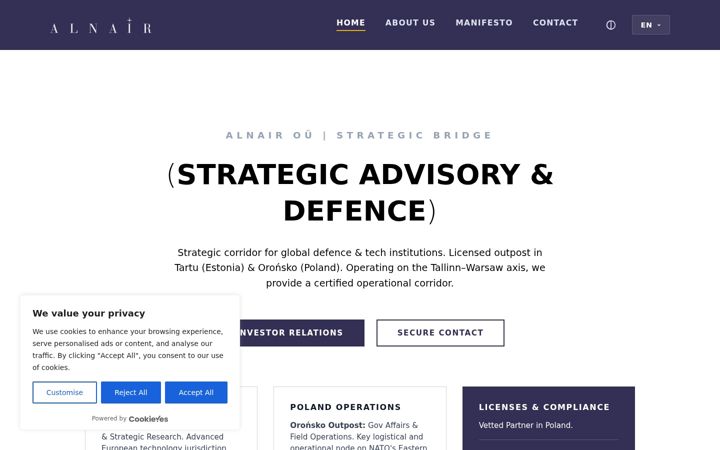 Screenshot of alnair.eu