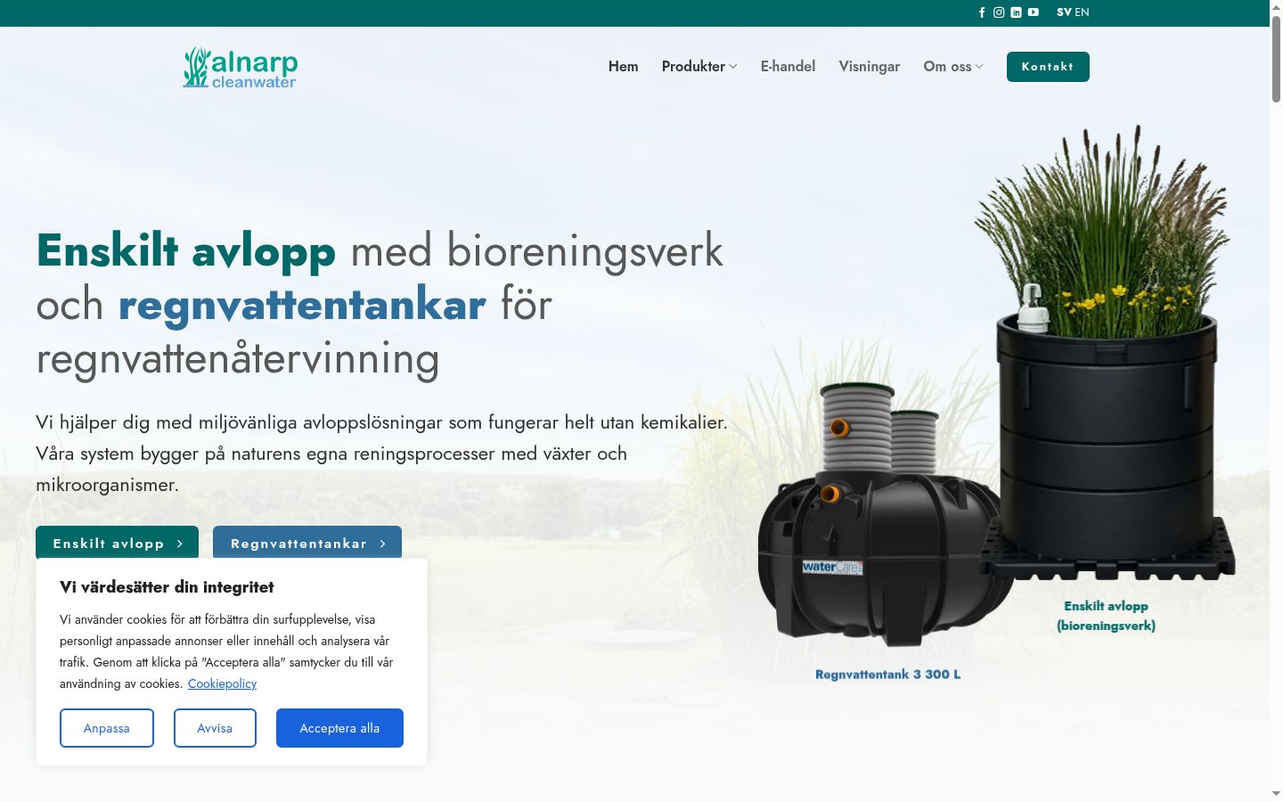 Skärmbild av samtyckesbannern som visades före någon interaktion
