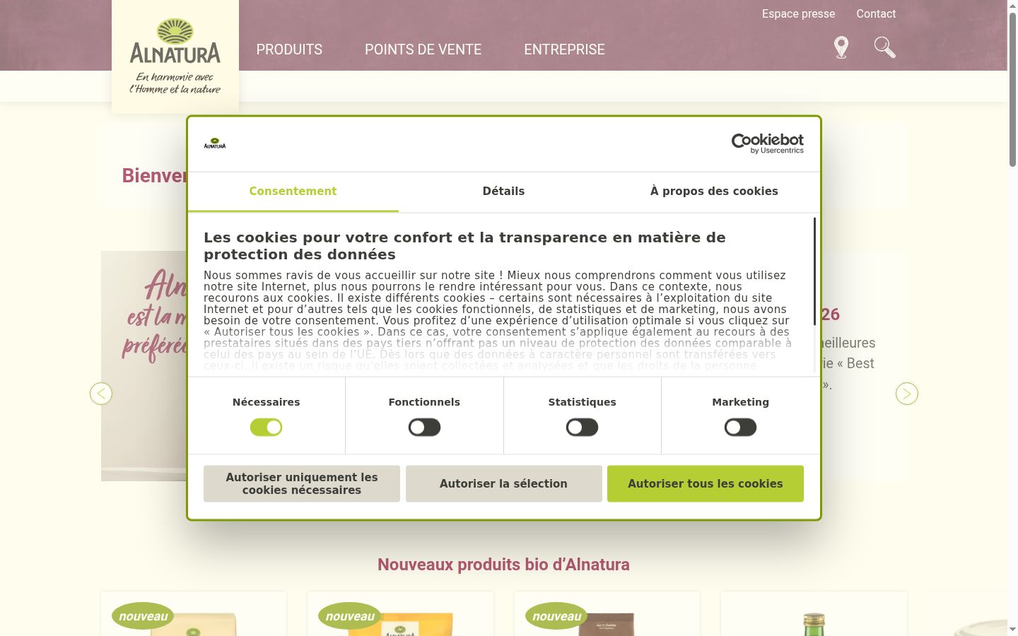 Screenshot of the consent banner shown before any interaction