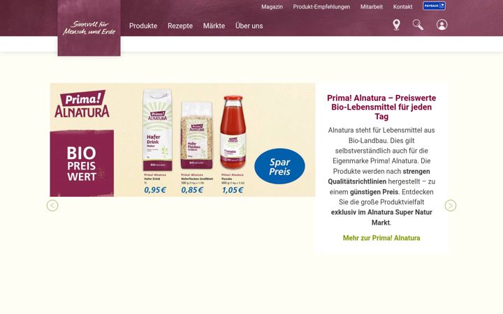 Screenshot of alnatura.de