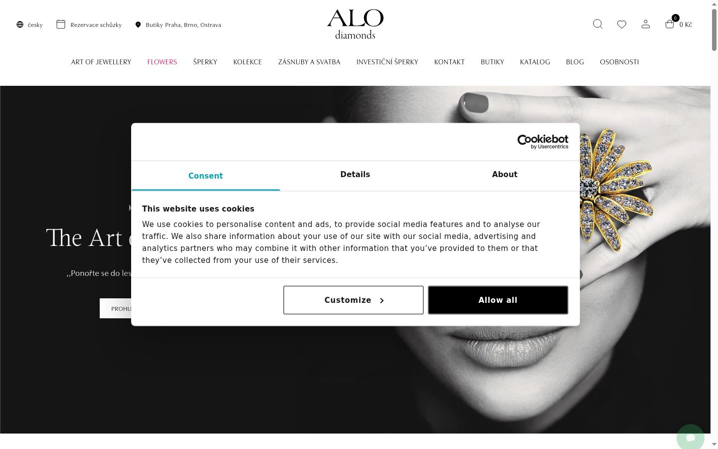 Screenshot del banner di consenso mostrato prima di qualsiasi interazione