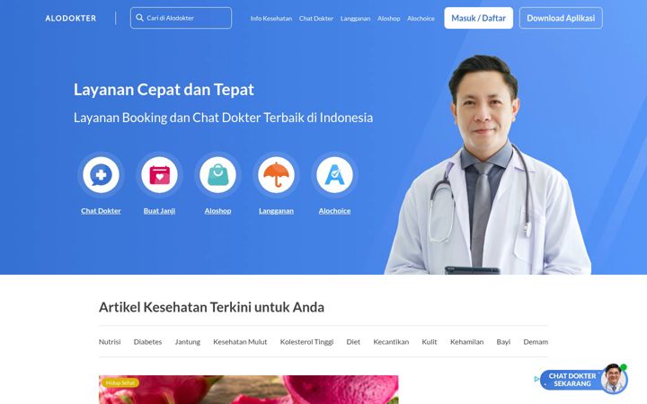 Captură de ecran a alodokter.com