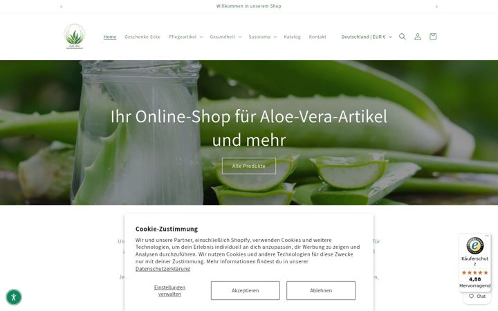 Screenshot of aloe-vera-shoppingworld.eu