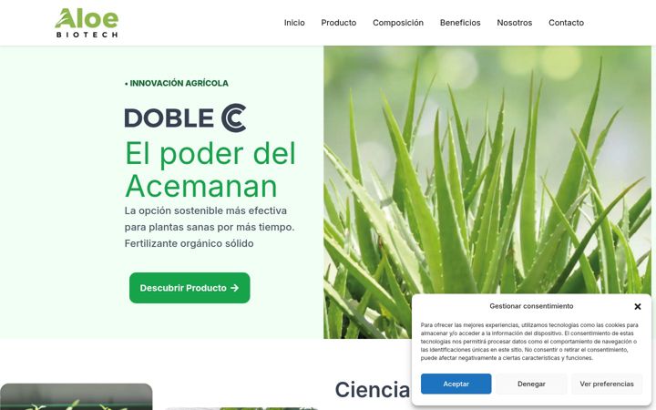 Snímek obrazovky aloebiotech.com