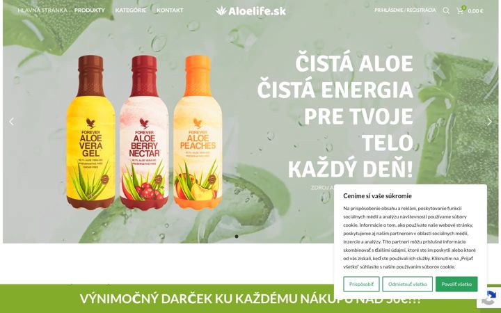 Snímek obrazovky aloelife.sk