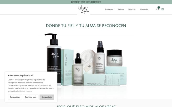 Snímek obrazovky aloelifecosmetics.com