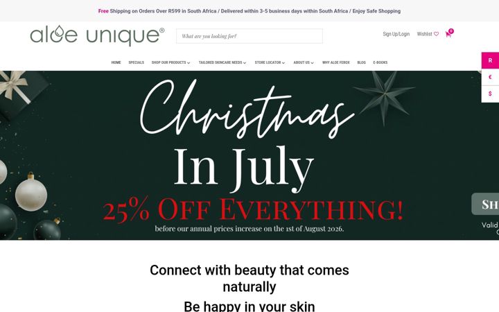 Screenshot of aloeunique.co.za