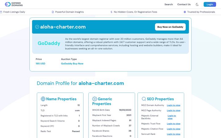 Screenshot stránky aloha-charter.com
