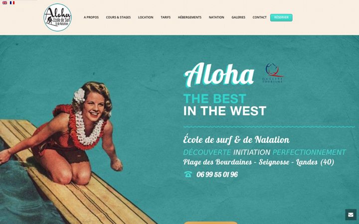 Kuvakaappaus sivustosta aloha-ecoledesurf.com