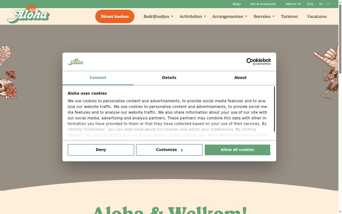 Capture d'écran de la bannière de consentement affichée avant toute interaction