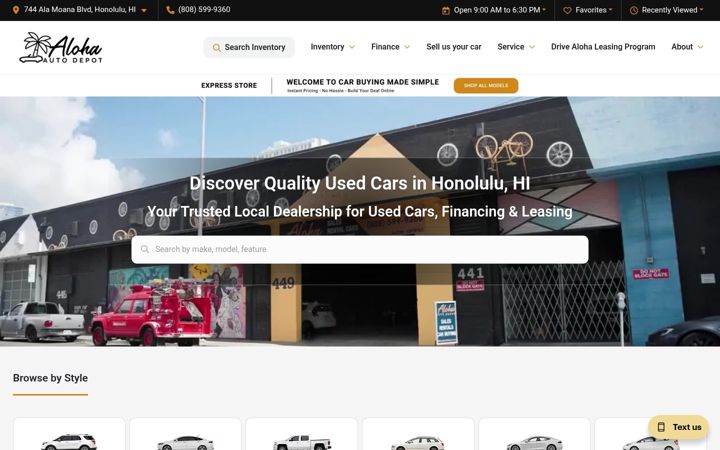 Screenshot of alohaautodepot.com
