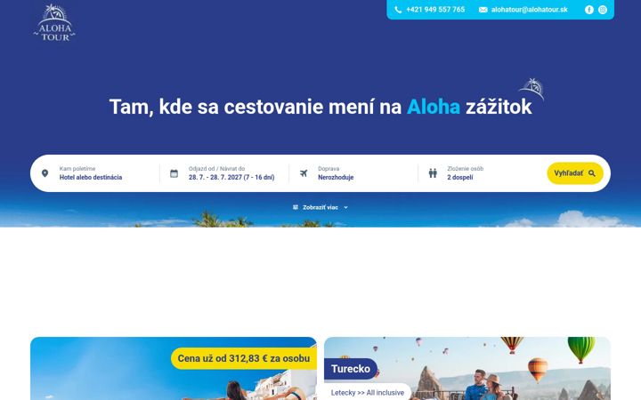 Ekrānuzņēmums no alohatour.sk