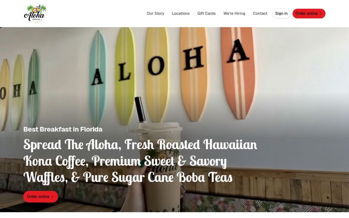 Screenshot of alohawafflebar.com