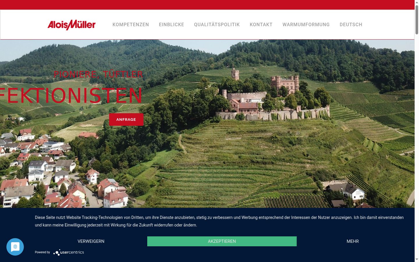 Screenshot of the consent banner shown before any interaction