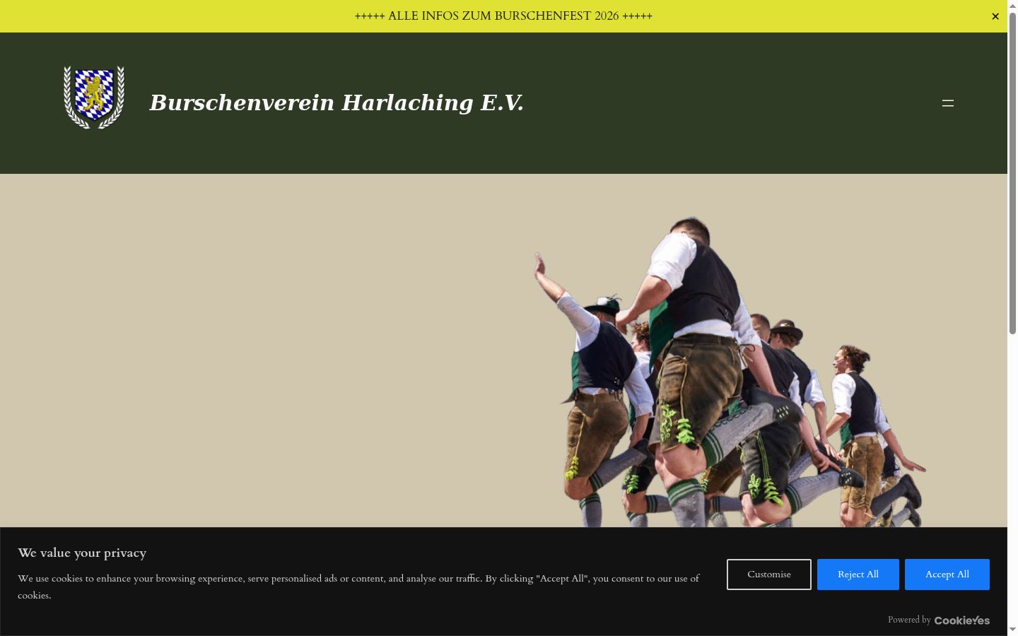 Screenshot des Einwilligungsbanners vor jeglicher Interaktion