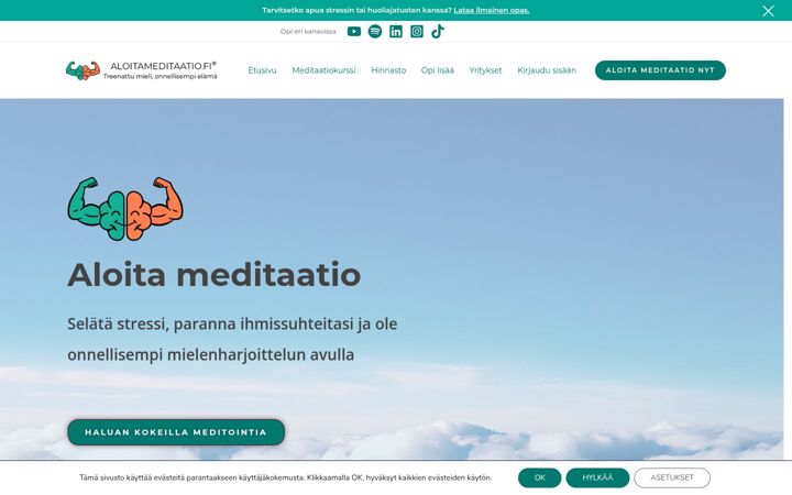 Screenshot von aloitameditaatio.fi