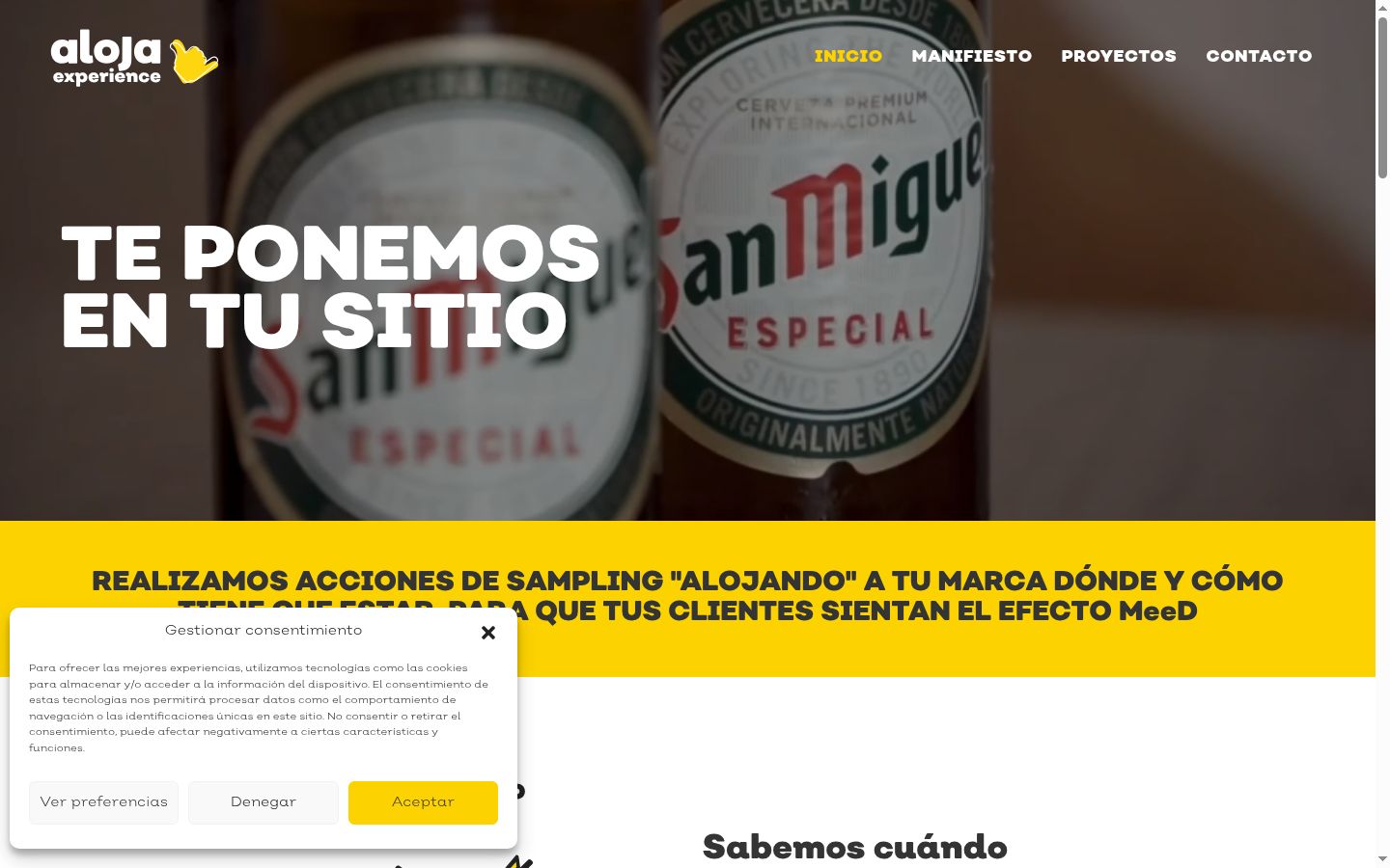 Screenshot del banner di consenso mostrato prima di qualsiasi interazione