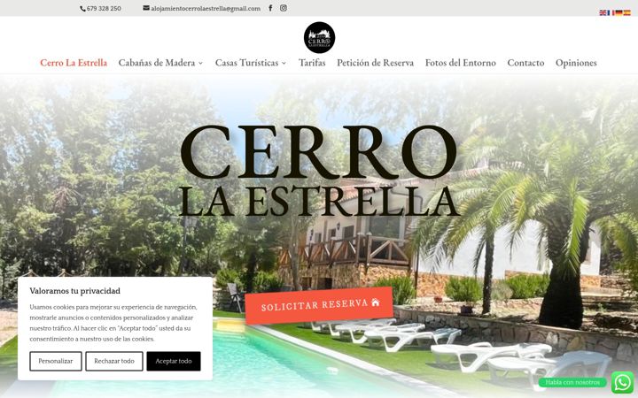 Screenshot of alojamientocerrolaestrella.com