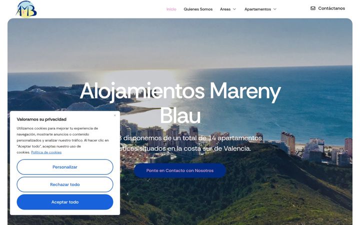 Screenshot of alojamientosmarenyblau.com
