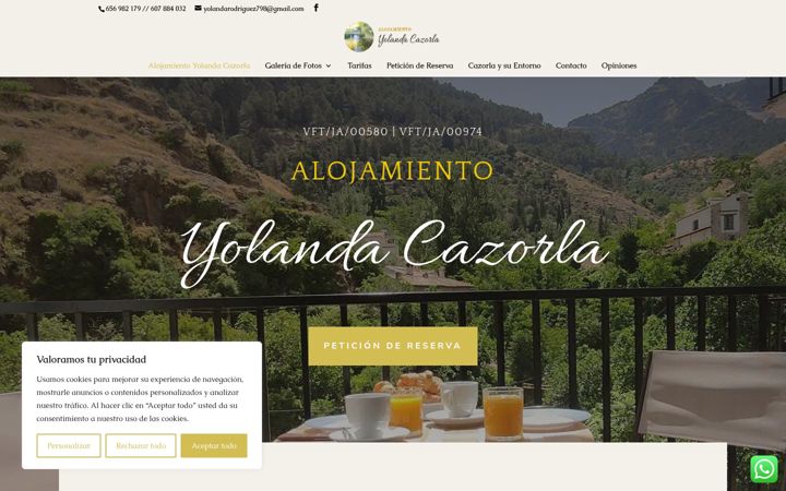 Snimka zaslona za alojamientoyolandacazorla.com