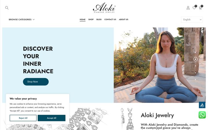 Screenshot di alokijewelry.com