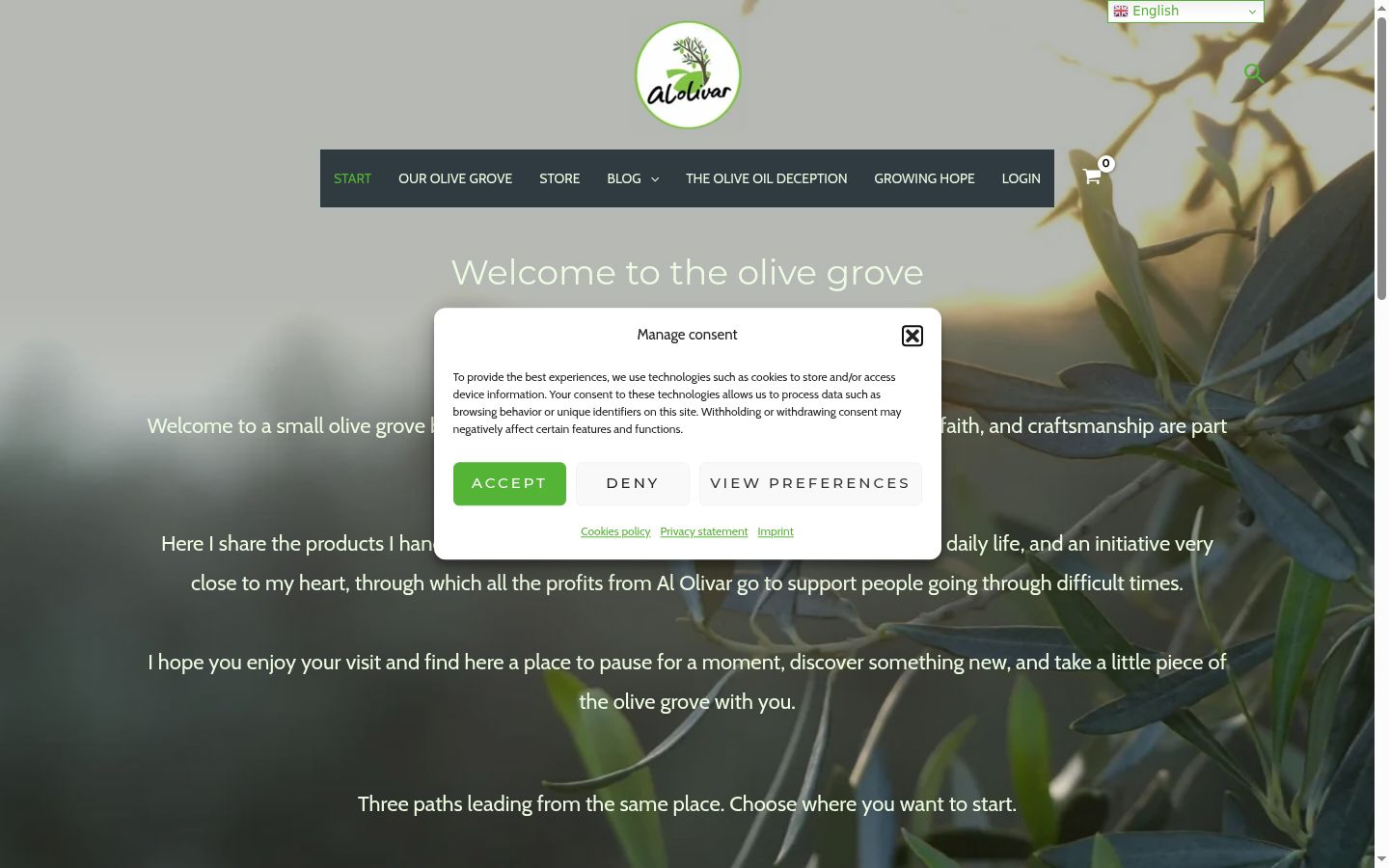 Screenshot del banner di consenso mostrato prima di qualsiasi interazione