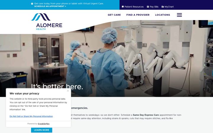 Screenshot of alomerehealth.com