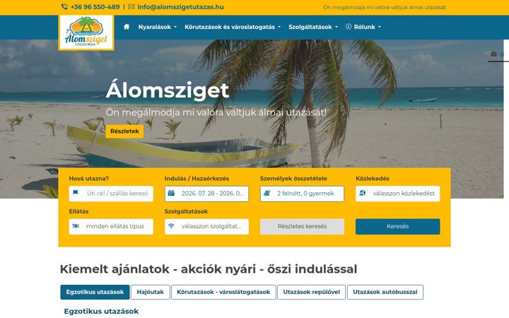 Screenshot of alomszigetutazas.hu
