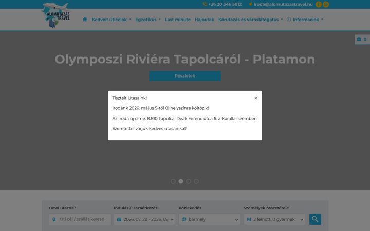 Screenshot of alomutazastravel.hu