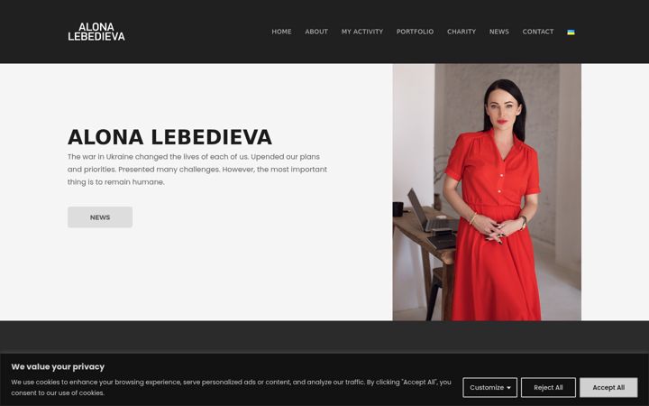 Screenshot van alonalebedieva.org