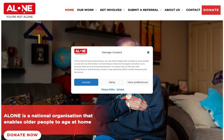 Screenshot of alone.ie